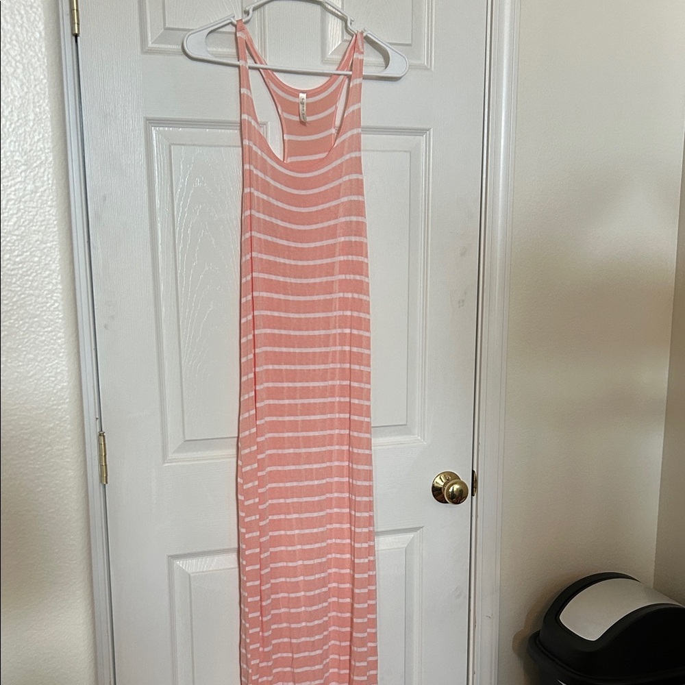 Lyss Loo Peach Striped Maxi Dress